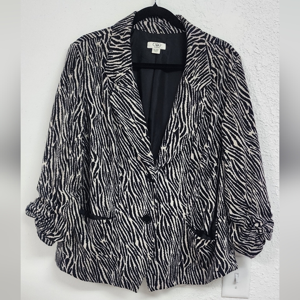Cato Blazer Womens 3/4 Sleeves Zebra Plus Size 20W
